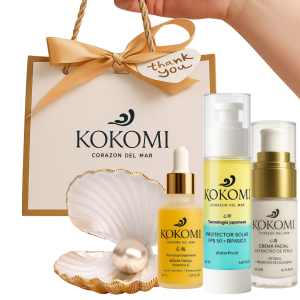 Kit de skincare Kokomi con protector solar sport SPF 50